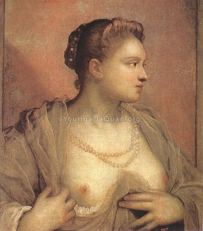 Portrait of a Woman Revealing her Breasts - 雅格布·罗布斯提·丁托列托